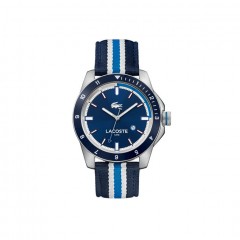 LACOSTE WATCHES - DURBAN WATCH WITH DATE AND BLUE AND WHITE TEXTILE STRAP