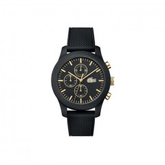 LACOSTE.12.12 CHRONOGRAPH WATCH WITH BLACK SILICONE STRAP